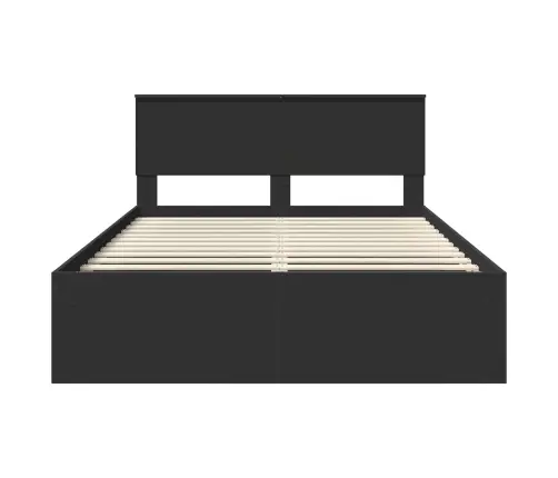 Lovos Rėmas Su Galvūgalio Juoda 160 X 200 Cm Apdirbta Mediena