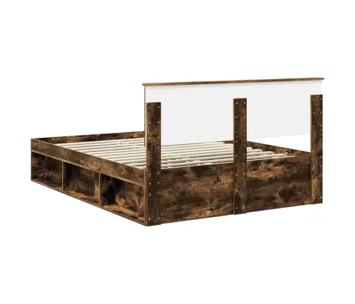 Voodi Raam Peaga Suitsetatud Tamm 160 X 200 Cm Tehispuit