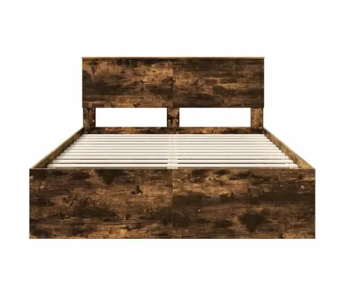 Voodi Raam Peaga Suitsetatud Tamm 160 X 200 Cm Tehispuit