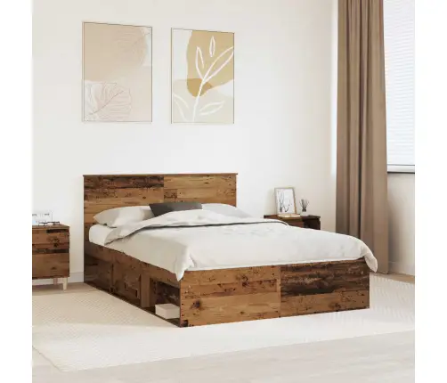 Gultas Rāmis Vecs Koks 150 X 200 Cm Inženierijas Koks Vidaxl