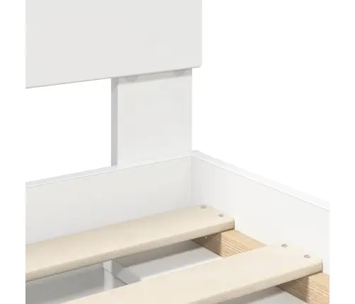 Voodi Raam Peaga Valge 140 X 190 Cm Tehispuit