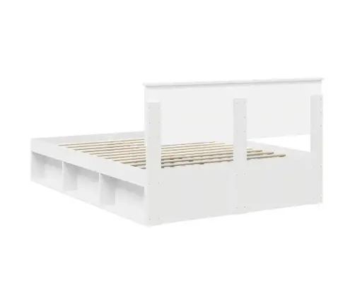 Voodi Raam Peaga Valge 140 X 190 Cm Tehispuit