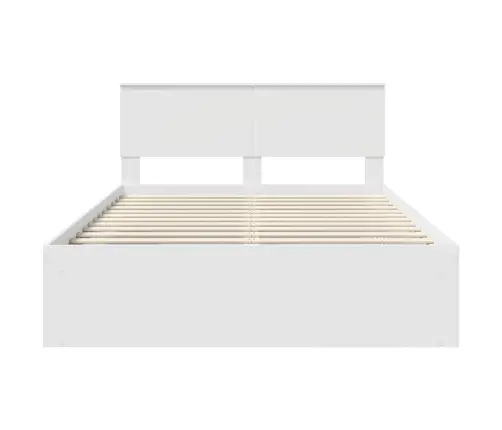 Voodi Raam Peaga Valge 140 X 190 Cm Tehispuit