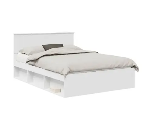 Voodi Raam Peaga Valge 140 X 190 Cm Tehispuit