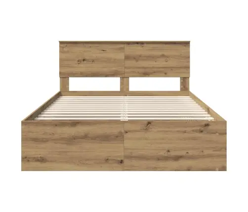 Gultas Rāmis Mākslīgā Ozola 140 X 190 Cm Inženierijas Koks Vidaxl