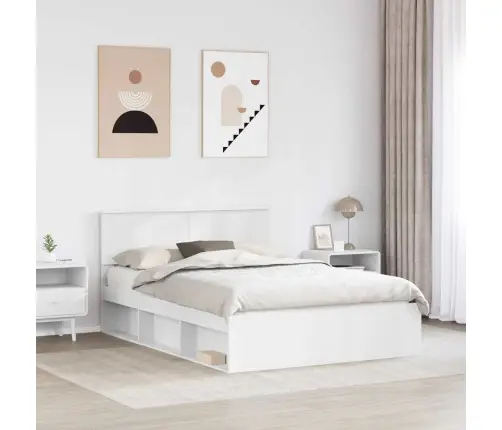 Lovos Rėmas Su Galvūgalio Balta 140 X 200 Cm Apdirbta Mediena