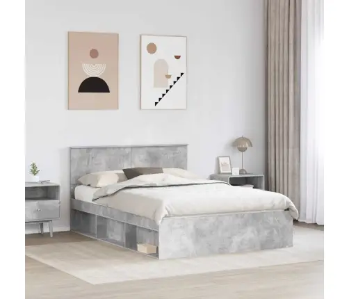 Voodi Raam Peaga Betoon 140 X 200 Cm Tehispuit