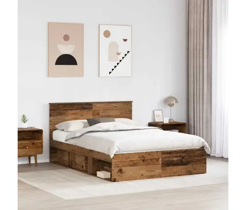 Voodi Raam Peaga Vana Puit 140 X 200 Cm Tehispuit