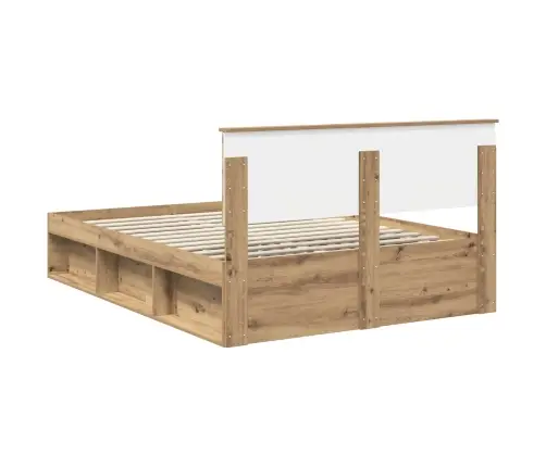 Gultas Rāmis Mākslīgā Ozola 140 X 200 Cm Inženierijas Koks Vidaxl