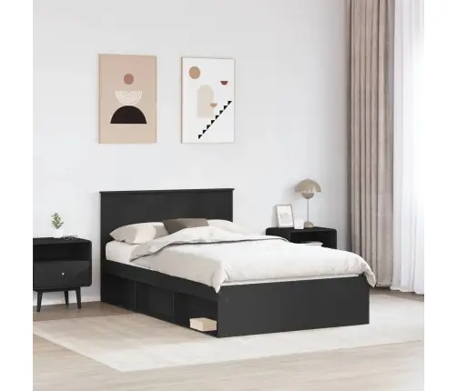 Voodi Raam Peaga Must 135 X 190 Cm Tehispuit