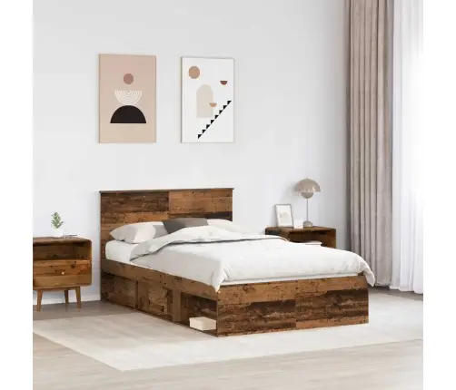 Gultas Rāmis Vecs Koks 135 X 190 Cm Inženierijas Koks Vidaxl