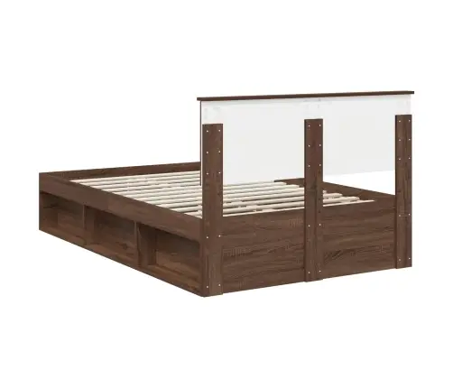 Gultas Rāmis Brūns Ozols 120 X 190 Cm Inženierijas Koks Vidaxl