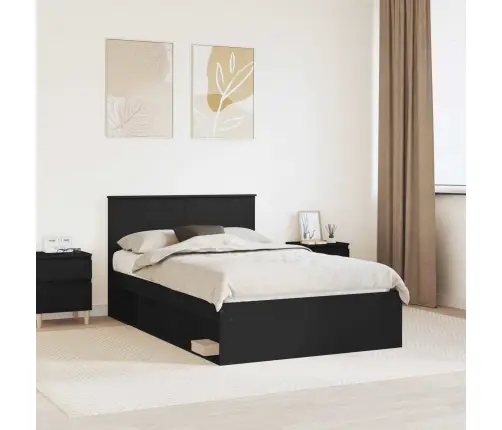 Gultas Rāmis Melna 120 X 200 Cm Inženierijas Koks Vidaxl