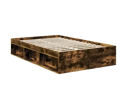 Gultas Rāmis Dūmaka Ozols 120 X 200 Cm Inženierijas Koks Vidaxl