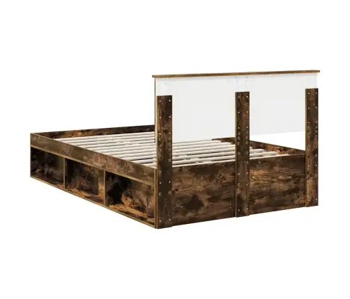 Gultas Rāmis Dūmaka Ozols 120 X 200 Cm Inženierijas Koks Vidaxl