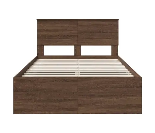 Gultas Rāmis Brūns Ozols 120 X 200 Cm Inženierijas Koks Vidaxl