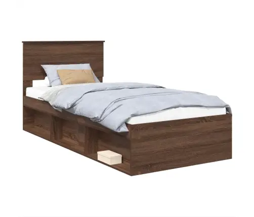 Gultas Rāmis Brūns Ozols 100 X 200 Cm Inženierijas Koks Vidaxl