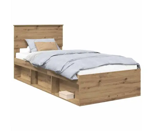 Gultas Rāmis Mākslīgā Ozola 100 X 200 Cm Inženierijas Koks Vidaxl