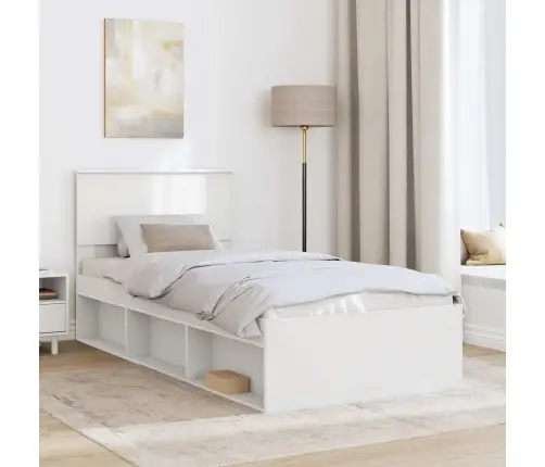 Voodi Raam Peaga Valge 90 X 200 Cm Tehispuit