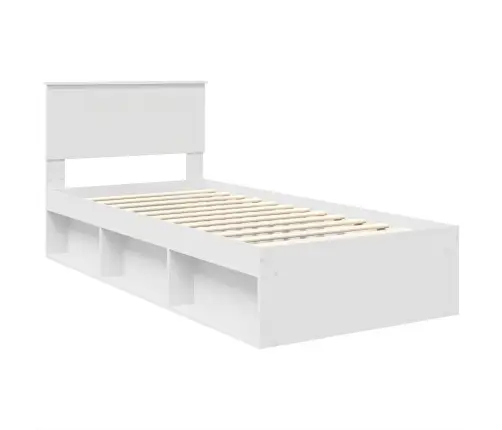 Voodi Raam Peaga Valge 90 X 200 Cm Tehispuit