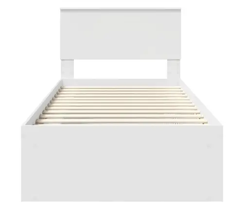 Voodi Raam Peaga Valge 90 X 200 Cm Tehispuit