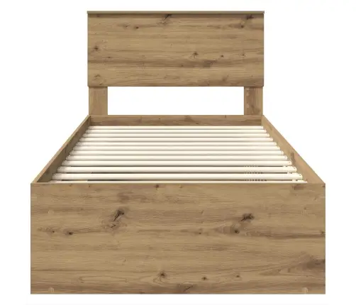 Gultas Rāmis Mākslīgā Ozola 90 X 200 Cm Inženierijas Koks Vidaxl