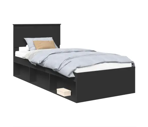 Gultas Rāmis Melna 75 X 190 Cm Inženierijas Koks Vidaxl