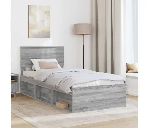 Gultas Rāmis Pelēks Sonoma 75 X 190 Cm Inženierijas Koks Vidaxl