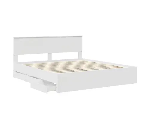 Voodi Raam Sahtliga Peaga Valge 200 X 200 Cm Inseneripuit