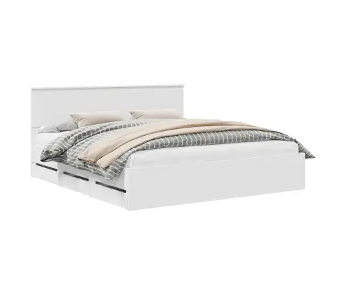 Voodi Raam Sahtliga Peaga Valge 200 X 200 Cm Inseneripuit