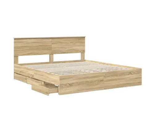 Gultas Rāmis Sonoma Ozols 200 X 200 Cm Inženieru Koks Vidaxl