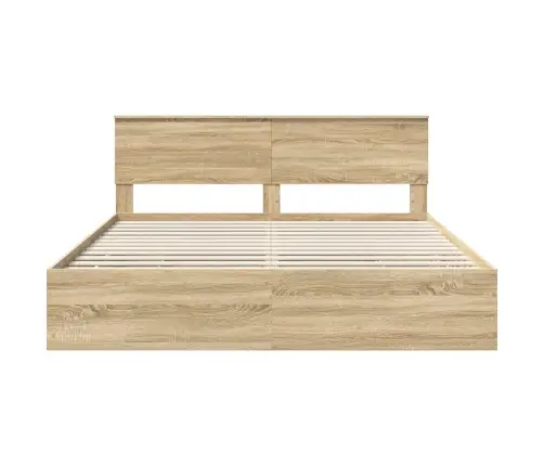 Gultas Rāmis Sonoma Ozols 200 X 200 Cm Inženieru Koks Vidaxl