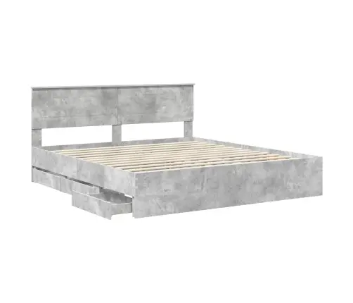 Gultas Rāmis Betona Pelēks 200 X 200 Cm Inženieru Koks Vidaxl