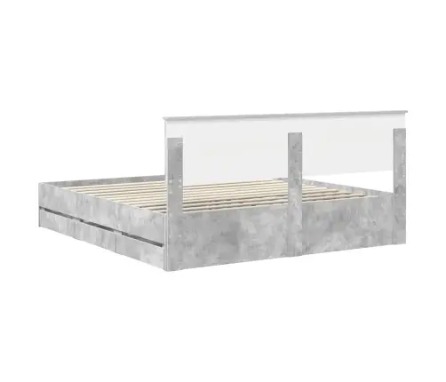 Gultas Rāmis Betona Pelēks 200 X 200 Cm Inženieru Koks Vidaxl