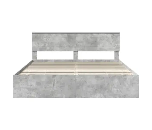 Gultas Rāmis Betona Pelēks 200 X 200 Cm Inženieru Koks Vidaxl