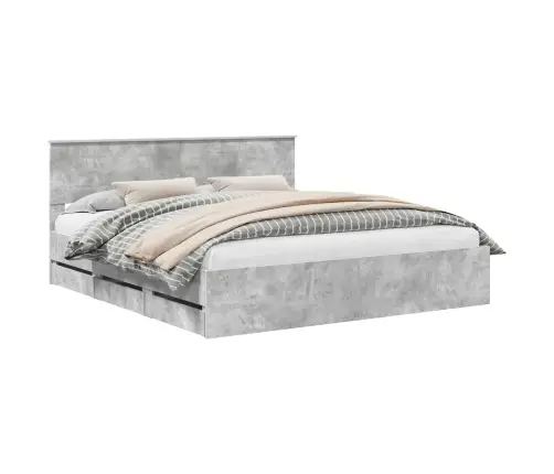 Gultas Rāmis Betona Pelēks 200 X 200 Cm Inženieru Koks Vidaxl