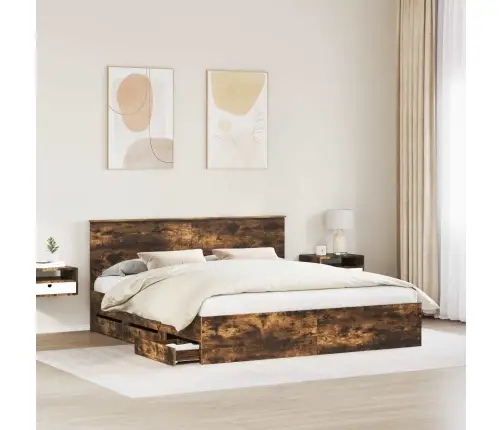 Voodi Raam Sahtliga Suitsetatud Tamm 200 X 200 Cm Inseneripuit