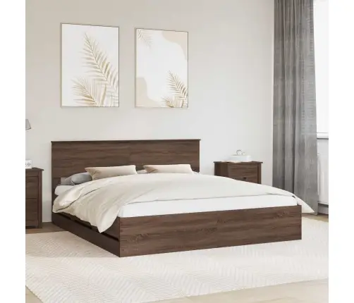 Voodi Raam Sahtliga Peaga Pruun Tamme 200 X 200 Cm Inseneripuit