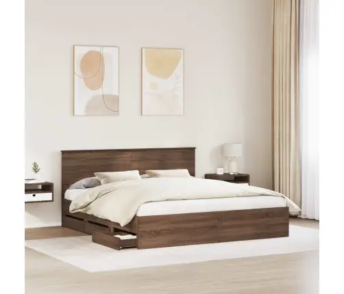 Voodi Raam Sahtliga Peaga Pruun Tamme 200 X 200 Cm Inseneripuit