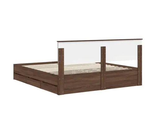 Voodi Raam Sahtliga Peaga Pruun Tamme 200 X 200 Cm Inseneripuit