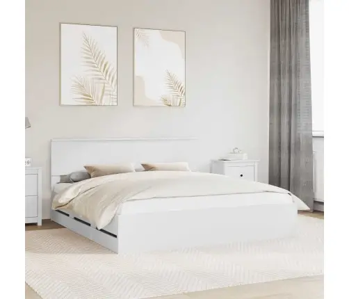 Lovos Rėmas Su Stalčių Balta 180 X 200 Cm Inžinerinė Mediena