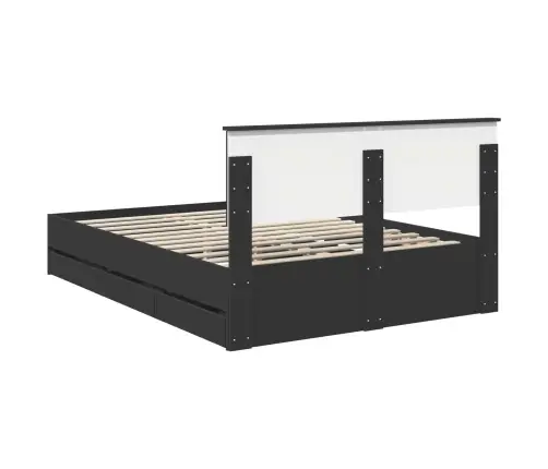 Gultas Rāmis Ar Atvilktni Melna 160 X 200 Cm Inženieru Koks Vidaxl
