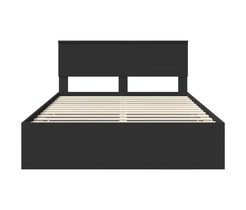 Gultas Rāmis Ar Atvilktni Melna 160 X 200 Cm Inženieru Koks Vidaxl
