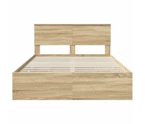 Gultas Rāmis Sonoma Ozols 150 X 200 Cm Inženieru Koks Vidaxl