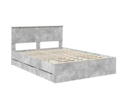 Gultas Rāmis Betona Pelēks 150 X 200 Cm Inženieru Koks Vidaxl