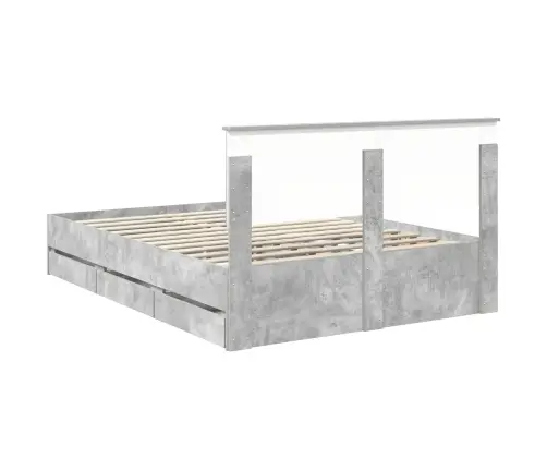 Gultas Rāmis Betona Pelēks 150 X 200 Cm Inženieru Koks Vidaxl