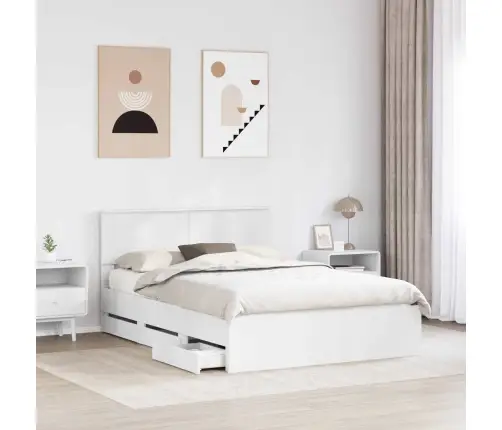 Voodi Raam Sahtliga Peaga Valge 140 X 190 Cm Inseneripuit