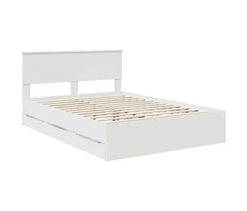 Voodi Raam Sahtliga Peaga Valge 140 X 190 Cm Inseneripuit