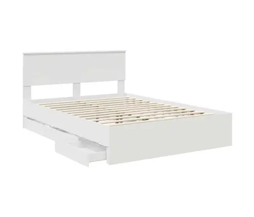 Voodi Raam Sahtliga Peaga Valge 140 X 190 Cm Inseneripuit