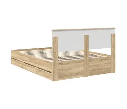 Gultas Rāmis Sonoma Ozols 140 X 190 Cm Inženieru Koks Vidaxl